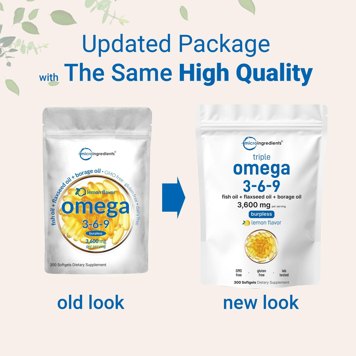 Ultra Omega 3-6-9 3600mg Per Serving, 300 Burpless Softgels | Lemon Flavor – Blend of Fish, Flaxseed, Borage Oils | Bioavailable Source - FENGGESTORE20