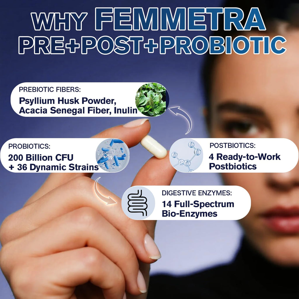 Ultra Probiotics for Women Men 200 Billion CFU - 36 Strains 14 Digestive Enzymes, 4 Anti-Bloat Herbs, 3 Prebiotic Fibers & 4 Postbiotics, Gut, Digestive, Regularity - FENGGESTORE20