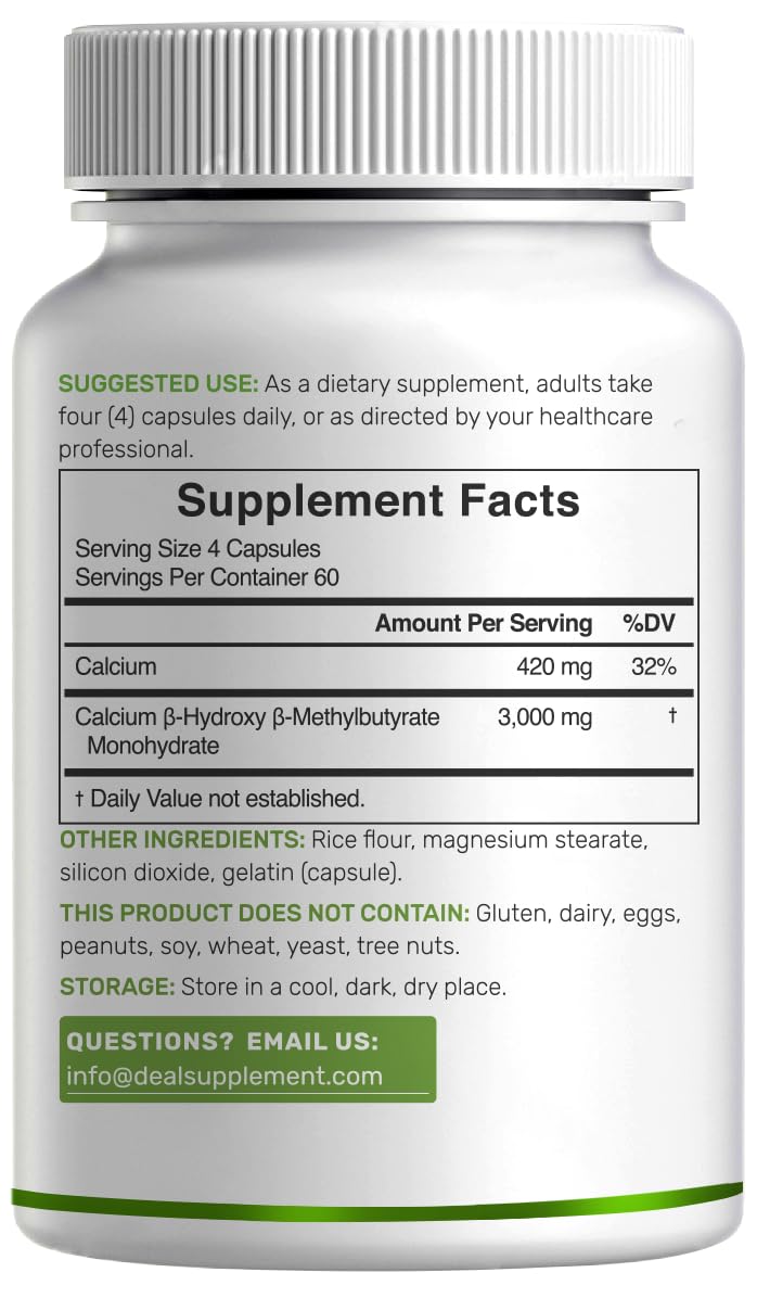 Ultra Strength HMB Supplements 3,000mg Per Serving, 240 Capsules | Third Party Tested | Supports Muscle Growth, Retention - FENGGESTORE20