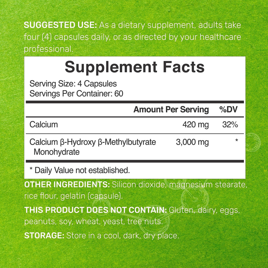 Ultra Strength HMB Supplements 3,000mg Per Serving, 240 Capsules | Third Party Tested | Supports Muscle Growth, Retention - FENGGESTORE20