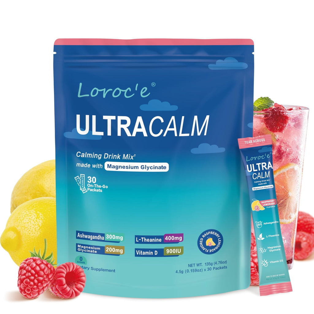 UltraCalm Super Cortisol Drink with Magnesium Glycinate, Ashwagandha, L-Theanine, Vitamin D3, Magnesium Powder for Sleep & Stress Relief - FENGGESTORE20