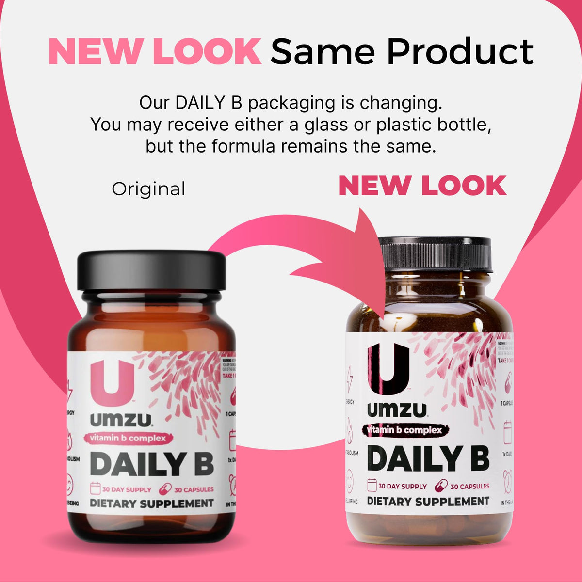 UMZU Daily B, 30 Day Supply – Complete Vitamin B Complex Supplement Blend with B1, B2, B3, B5, B6, B7, B9 & B12 Plus Folic Acid & Biotin – Supports Energy, Focus, Mood, - FENGGESTORE20