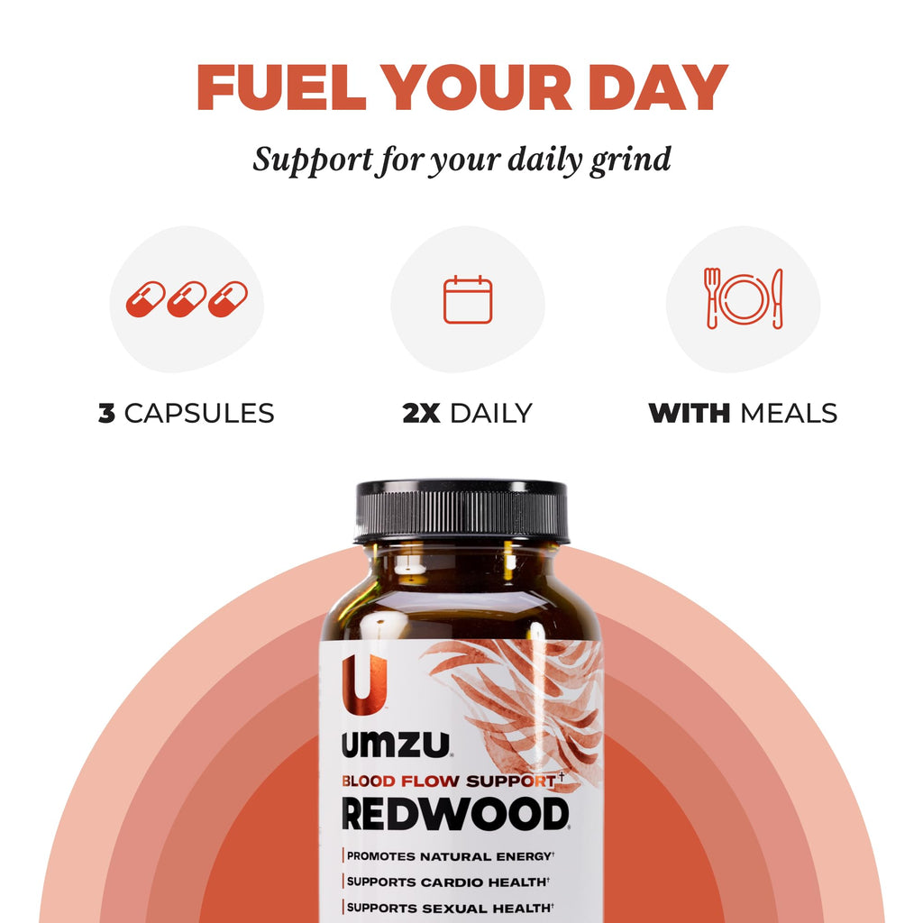 UMZU Redwood Nitric Oxide Booster, (30 Day Supply) – Vitamin C, Garlic & Horse Chestnut – Healthy Circulation & Endurance – Daily Cardiovascular Support Nitric Oxide - FENGGESTORE20