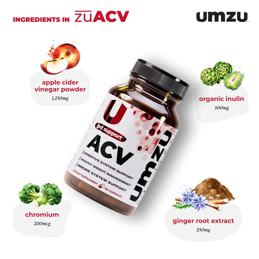 UMZU zuACV Apple Cider Vinegar + Prebiotics Supplement, (30 Day Supply) – ACV & Inulin Fiber Blend – Gut Health Support with ACV Capsules - FENGGESTORE20