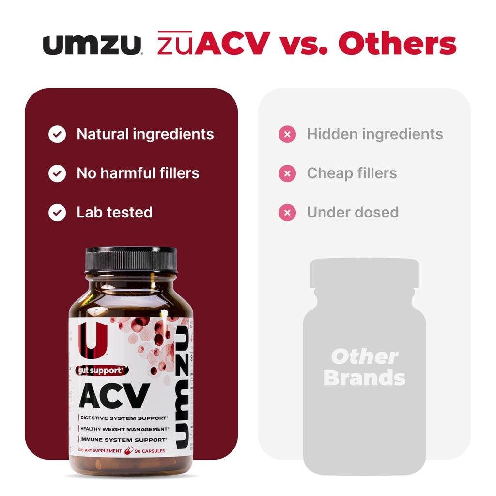 UMZU zuACV Apple Cider Vinegar + Prebiotics Supplement, (30 Day Supply) – ACV & Inulin Fiber Blend – Gut Health Support with ACV Capsules - FENGGESTORE20