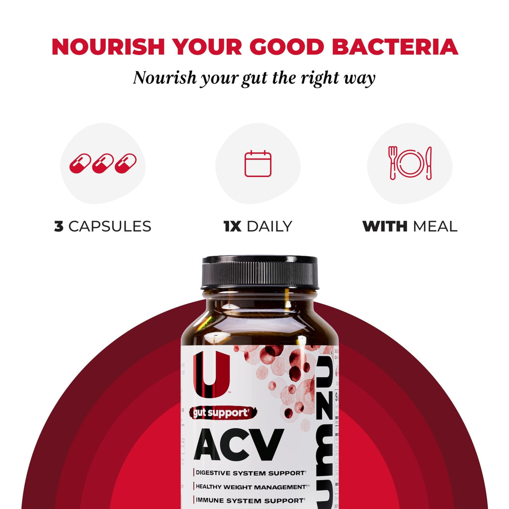 UMZU zuACV Apple Cider Vinegar + Prebiotics Supplement, (30 Day Supply) – ACV & Inulin Fiber Blend – Gut Health Support with ACV Capsules - FENGGESTORE20