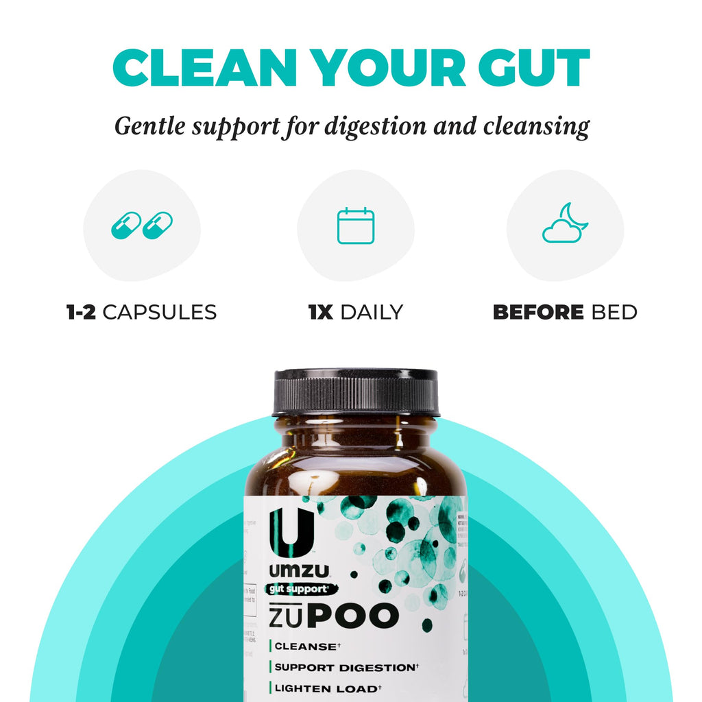 UMZU zuPOO Gut Cleanse Detox, 30 Capsules – 7-Day Natural Colon Cleanse with Cascara Sagrada & Magnesium Citrate – Vegan, Non-GMO - FENGGESTORE20