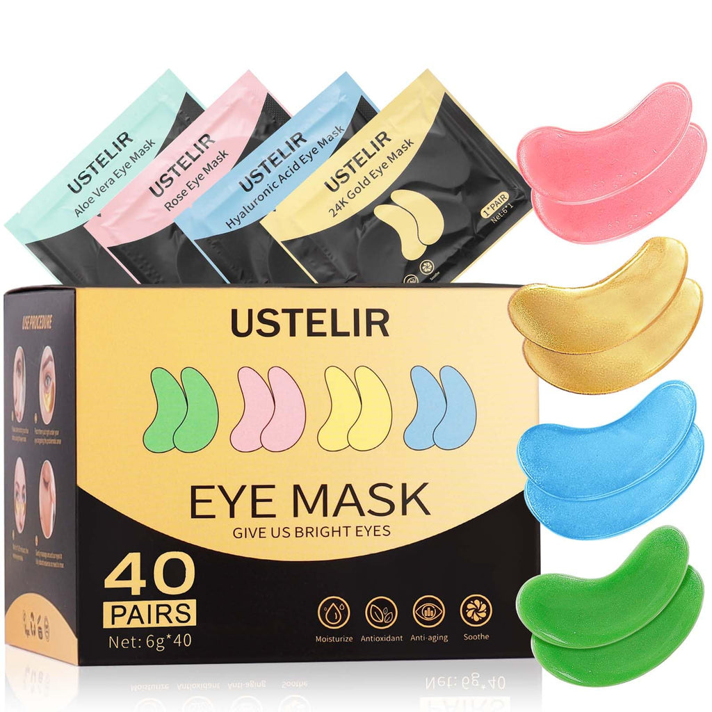 Under Eye Patches, 40 Pairs Eye Mask for Dark Circles, Puffy Eyes, Undereye Bags,Wrinkles - FENGGESTORE20