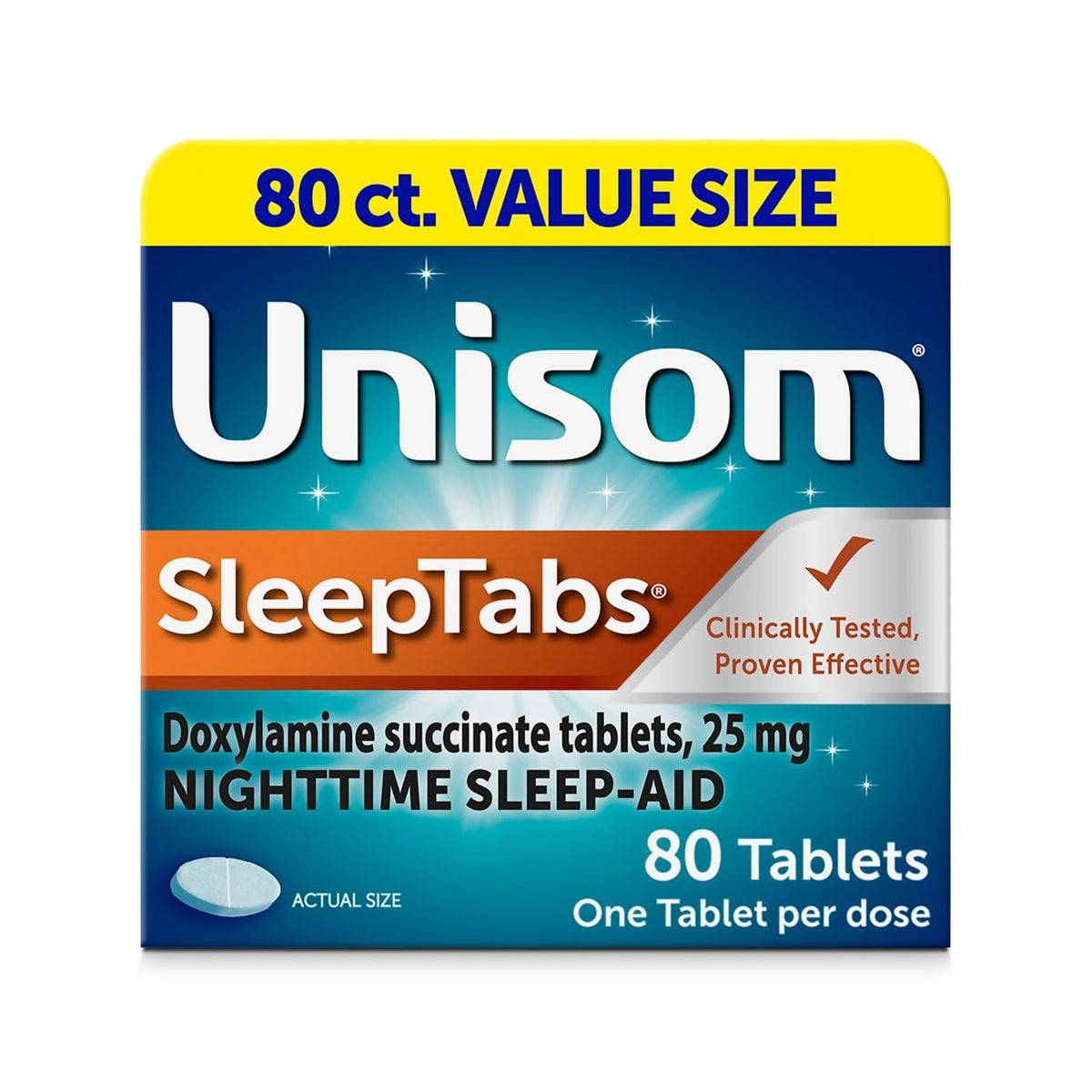 Unisom SleepTabs, Nighttime Sleep-aid, Doxylamine Succinate, 80 Tablets - FENGGESTORE20