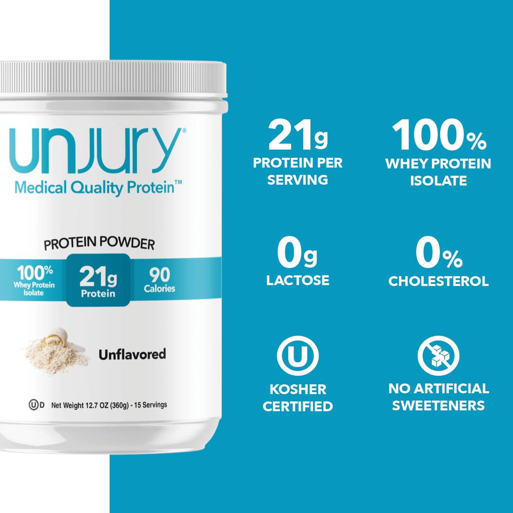 Unjury Unflavored Protein Powder | 21g 100% Whey Isolate Protein Powder | Unflavored Whey Protein Powder | Low Carb and Sugar Free Whey Protein Isolate | Gluten Free - FENGGESTORE20