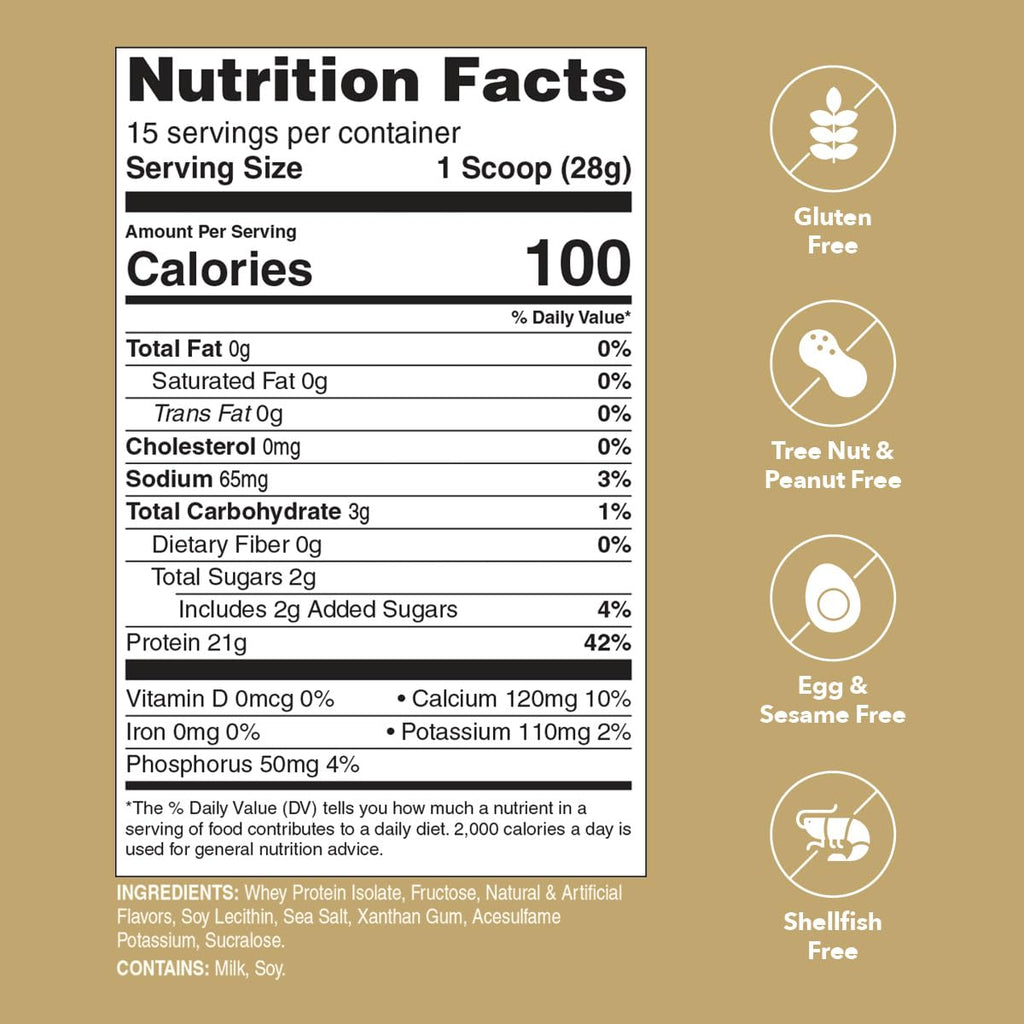 Unjury Whey Protein Powder | Vanilla | 21g 100% Whey Isolate Protein Powder | Low Carb and Lactose Free | Gluten Free | Certified Kosher | 15 Servings - FENGGESTORE20