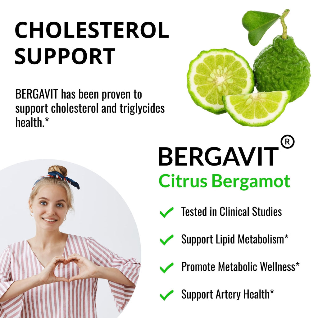 UpNourish BERGAVIT Citrus Bergamot Cholesterol Supplement - Italian Citrus Bergamot Extract 550mg for Women and Men 90 Vegan Capsules - FENGGESTORE20