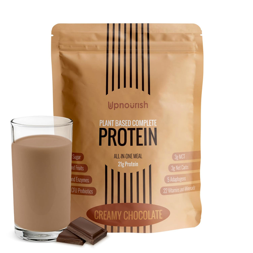 UpNourish Chocolate Vegan Protein Powder 54 Superfoods Powder,1.5 Billion CFU Probiotics 21g Plant Based Protein,No Sugar No Dairy No GMO Dairy Free,Meal Replacement Shake Keto-Friendly Low-Carb Diet,15 Servings - FENGGESTORE20