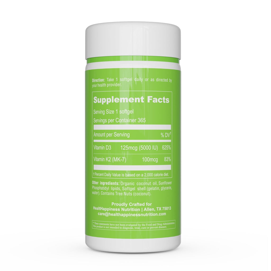 UpNourish Liposomal D3 K2 MK-7 – 365 Mini softgels with Organic Coconut Oil - 5000 IU 125 mcg Vitamin D3 and 100 mcg Vitamin k2 - FENGGESTORE20