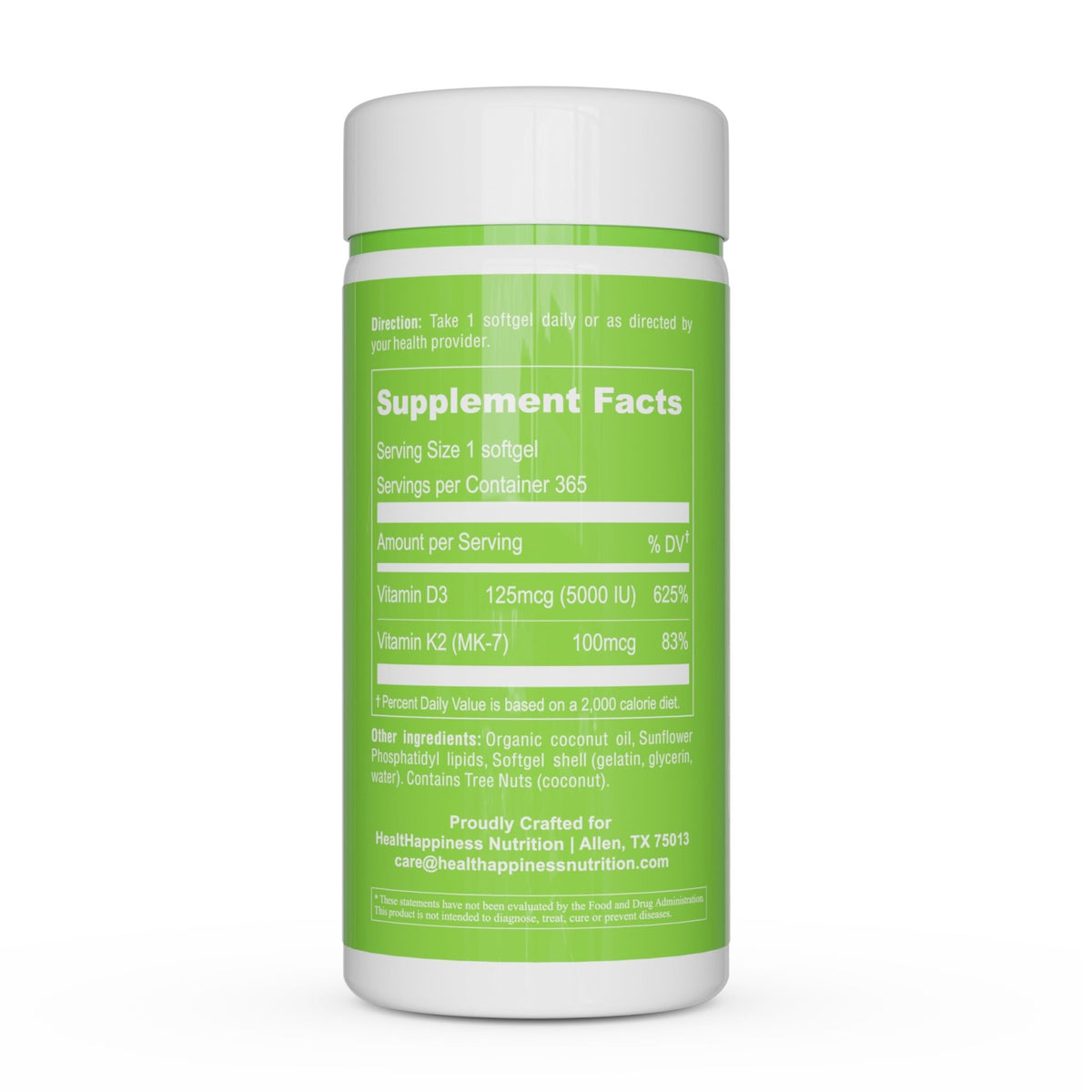 UpNourish Liposomal D3 K2 MK-7 – 365 Mini softgels with Organic Coconut Oil - 5000 IU 125 mcg Vitamin D3 and 100 mcg Vitamin k2 - FENGGESTORE20
