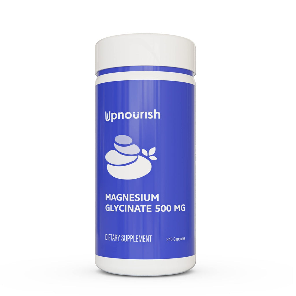 UpNourish Magnesium Glycinate Chelate 500mg Capsules - Highly Absorbable Chelated Magnesium - Pure Magnesium Supplemen - FENGGESTORE20
