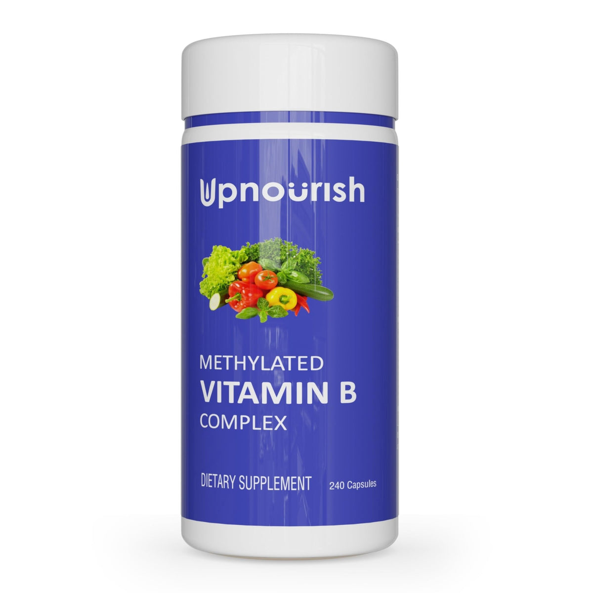 UpNourish Methylated B Complex Vitamins for Women and Men, 240 Veggies Capsules - Active Pure B Complex with Organic Fruits, Vegetables, B1 Thiamine, B2 Riboflavin, - FENGGESTORE20