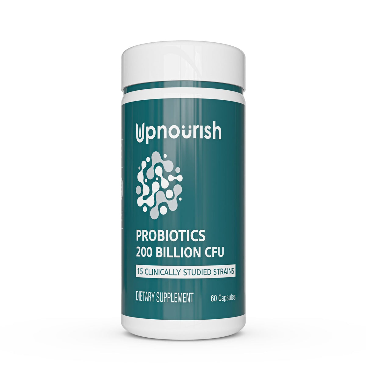 UpNourish Probiotics - 200 Billion CFUs for Men and Women, 15 Clinically Studied Strains, Prebiotics & Enzymes - 60 Vegan Capsules - FENGGESTORE20