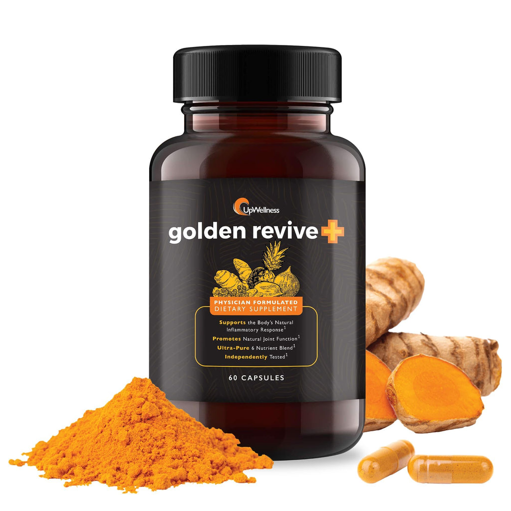 UpWellness Golden Revive + Joint Support Supplement Featuring Turmeric with Black Pepper, Quercetin, and Magnesium- Turmeric Boswellia Supplement - 6 Active Ingredients for Joint Care - 60 Capsules - FENGGESTORE20