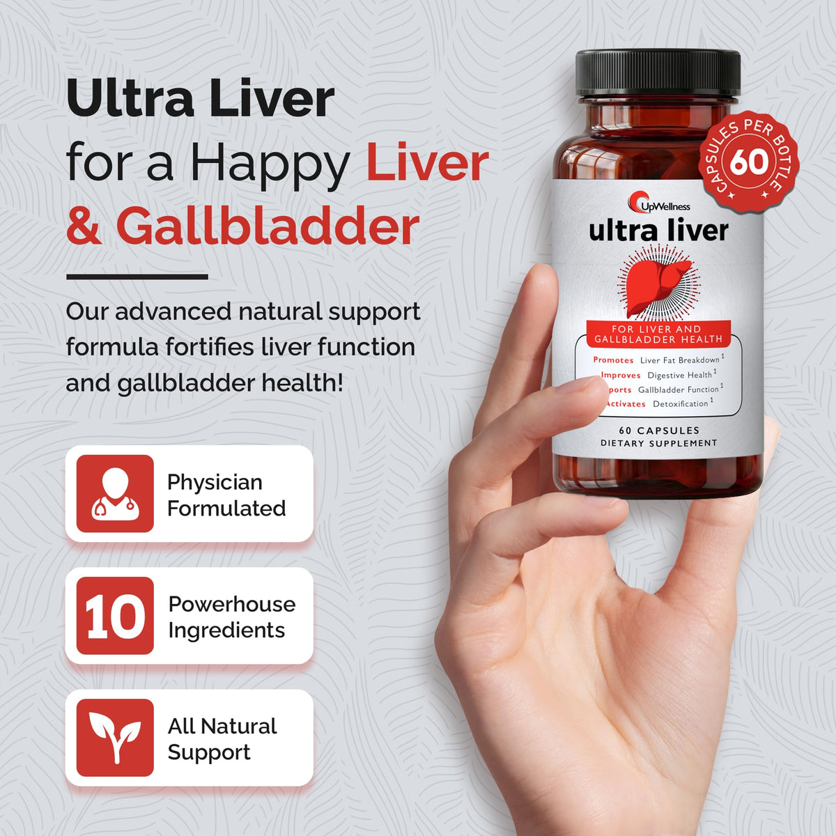 UpWellness Ultra Liver Supplement for Liver Support and Gallbladder Support - Powered by TMG, NAC Milk Thistle, and More - FENGGESTORE20