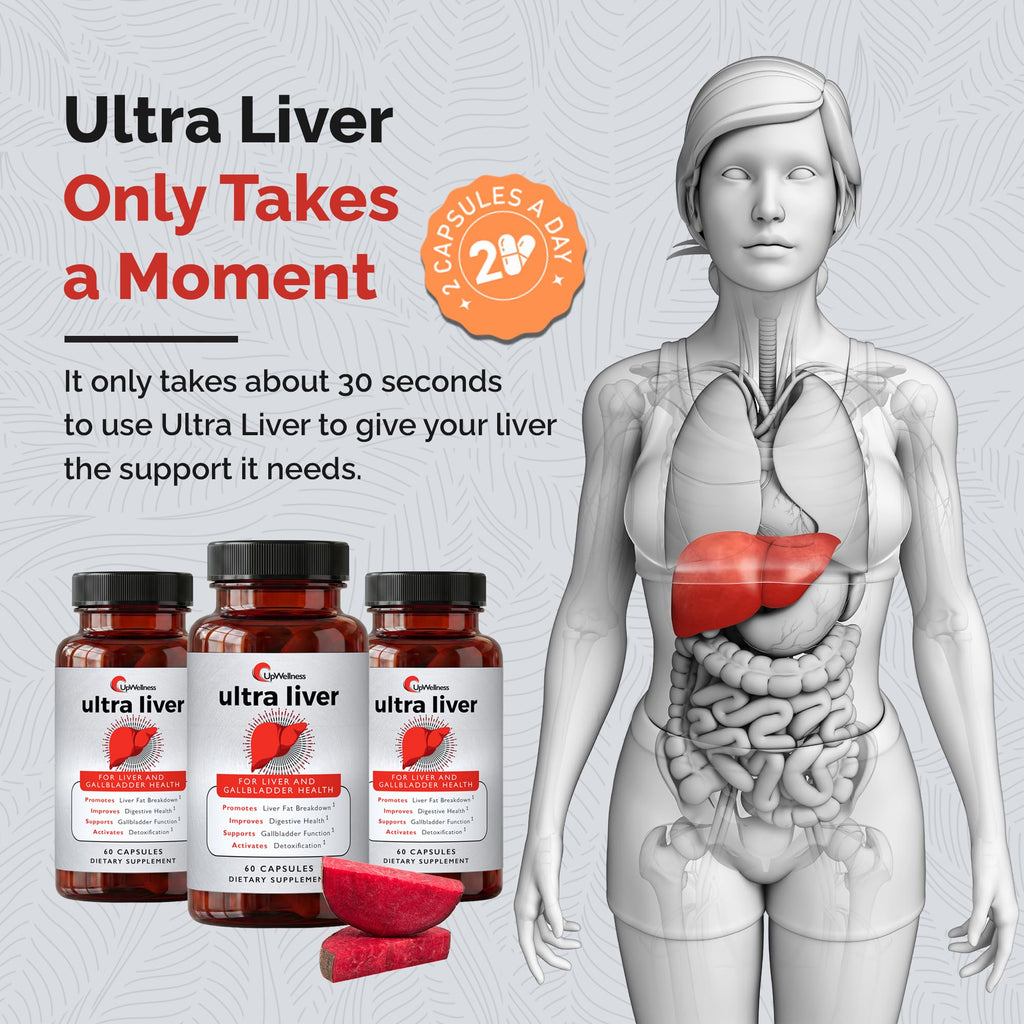 UpWellness Ultra Liver Supplement for Liver Support and Gallbladder Support - Powered by TMG, NAC Milk Thistle, and More - FENGGESTORE20