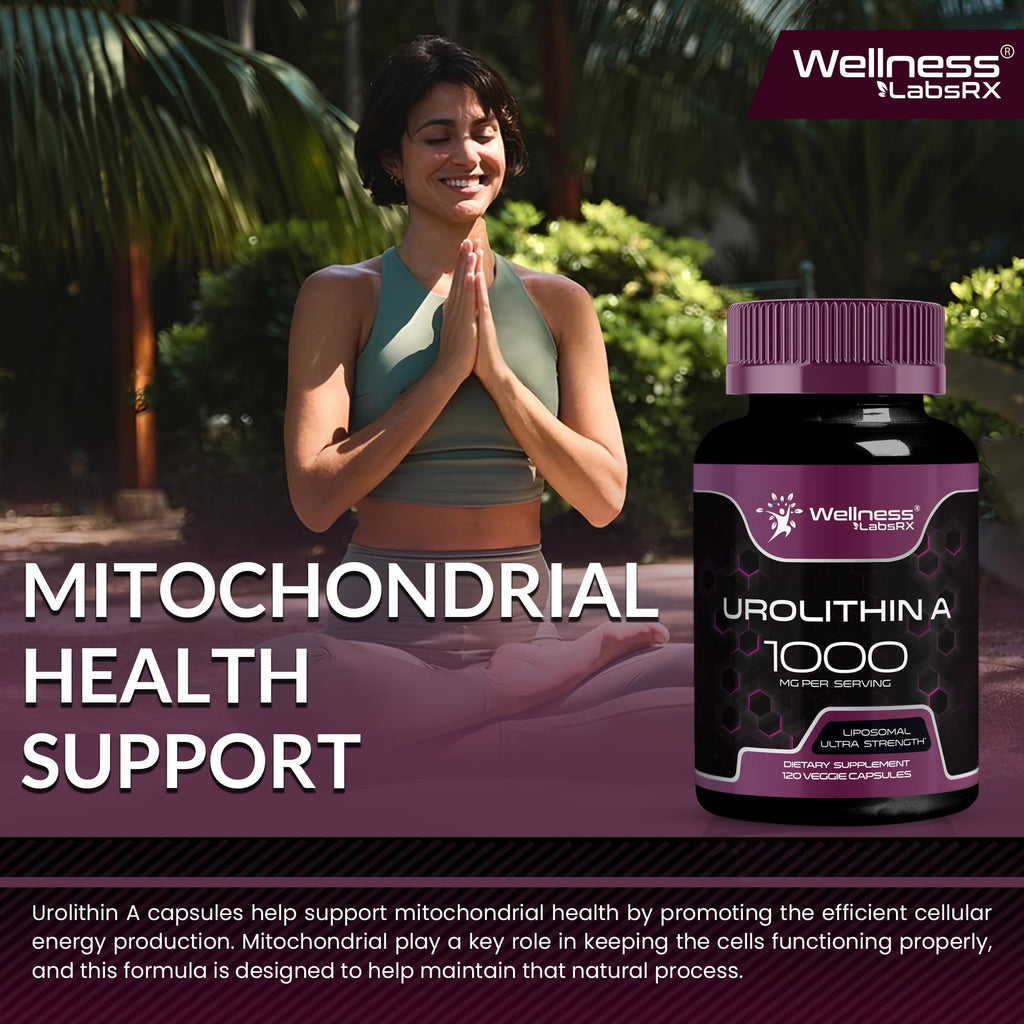 Urolithin A Supplement Capsules 1,000mg (98.9% Pure) – Advanced Urolithin A+ Formula for Cellular Renewal & Mitochondrial Support - FENGGESTORE20
