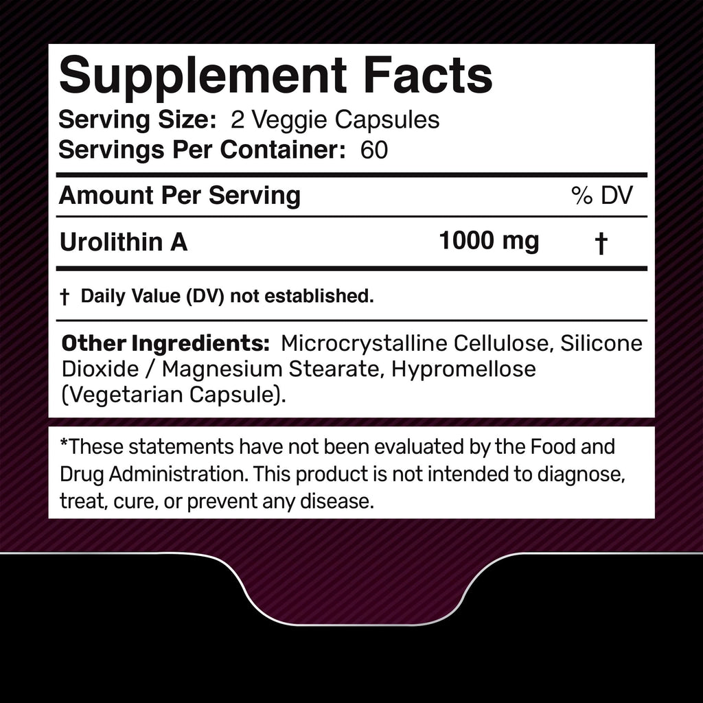 Urolithin A Supplement Capsules 1,000mg (98.9% Pure) – Advanced Urolithin A+ Formula for Cellular Renewal & Mitochondrial Support - FENGGESTORE20