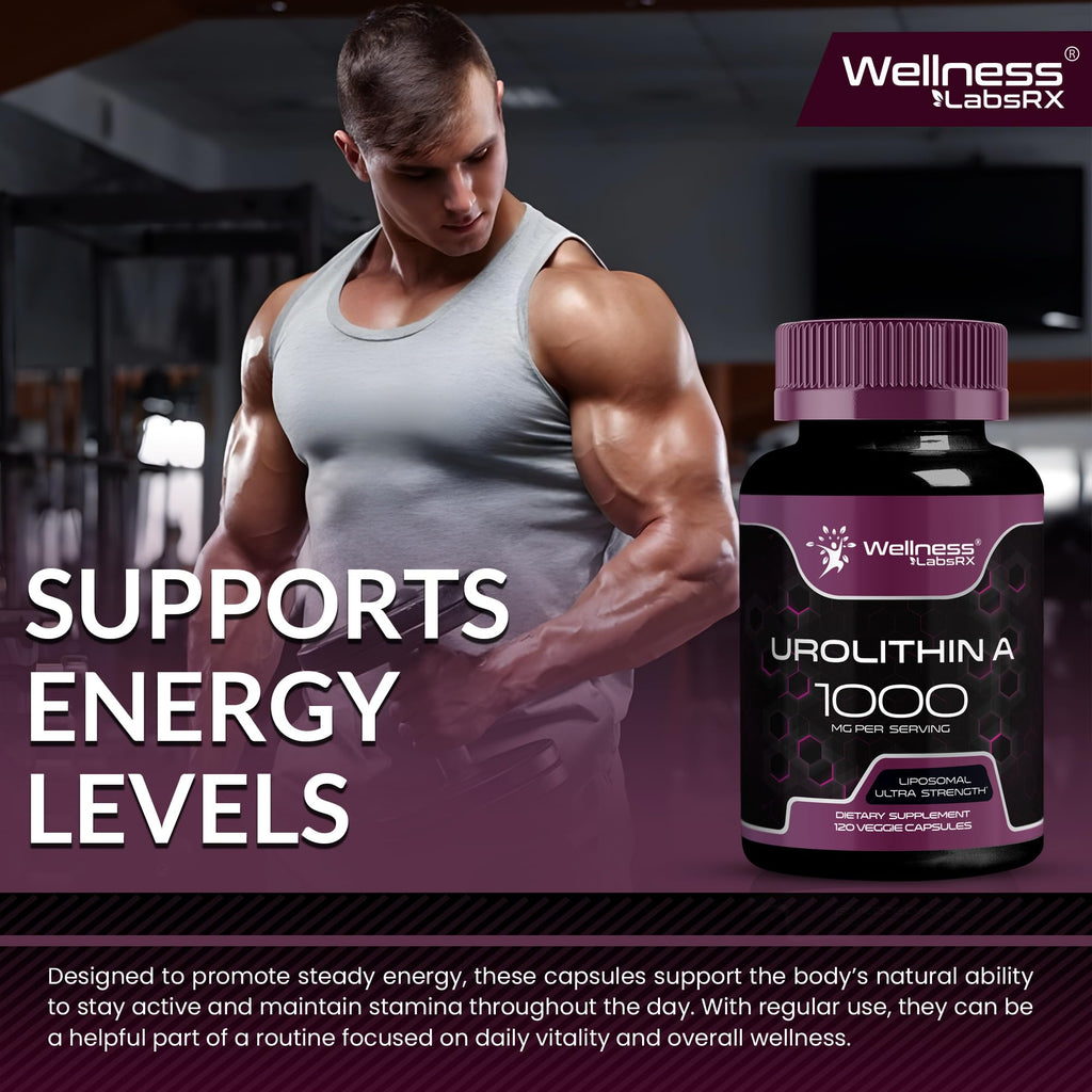 Urolithin A Supplement Capsules 1,000mg (98.9% Pure) – Advanced Urolithin A+ Formula for Cellular Renewal & Mitochondrial Support - FENGGESTORE20