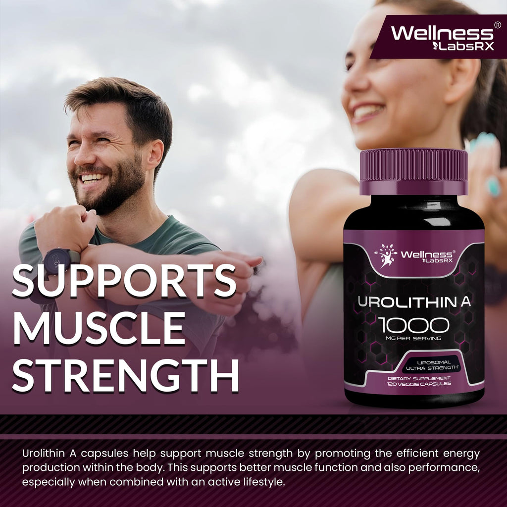 Urolithin A Supplement Capsules 1,000mg (98.9% Pure) – Advanced Urolithin A+ Formula for Cellular Renewal & Mitochondrial Support - FENGGESTORE20
