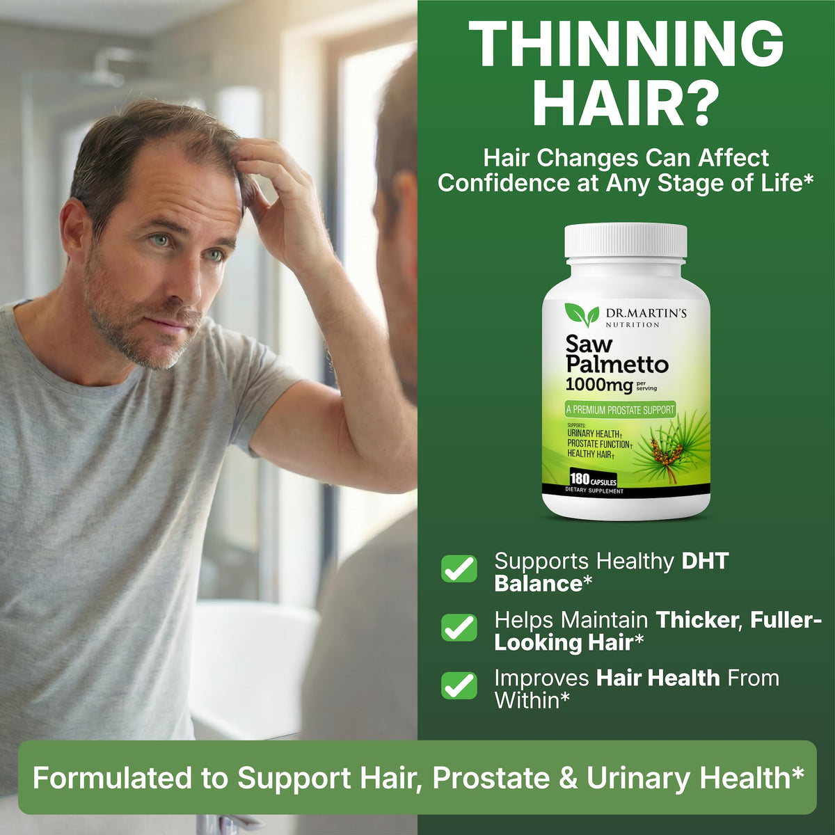 USA Grown Saw Palmetto | 180 Capsules Prostate Health Supplement | Hair Growth for Men & Women | Support to Help Maintain Normal Urination Frequency - FENGGESTORE20