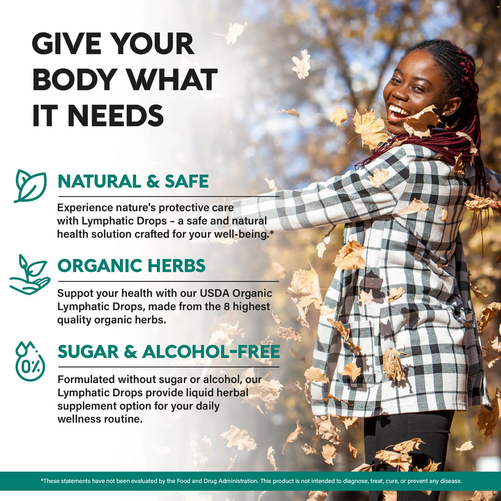 USDA Organic Lymphatic Drainage Supplement - Echinacea | Elderberry | Dandelion | Rosehip | Cleavers | Calendula | Burdock - Made in USA - Lymph System Drops - FENGGESTORE20
