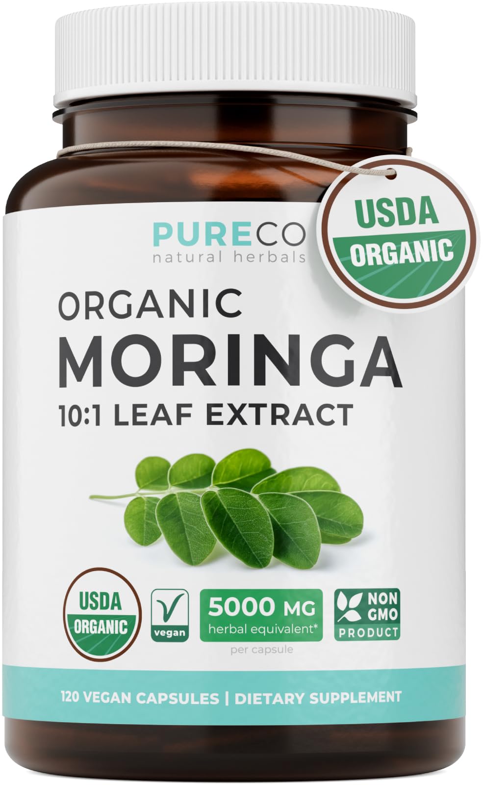 USDA Organic Moringa Capsules - High Potency Organic Moringa 500mg Extract 10:1 Per 1 Capsule Serving - Nutrient Dense Green Superfood Antioxidant - FENGGESTORE20