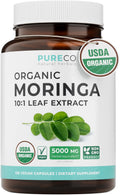 USDA Organic Moringa Capsules - High Potency Organic Moringa 500mg Extract 10:1 Per 1 Capsule Serving - Nutrient Dense Green Superfood Antioxidant - FENGGESTORE20