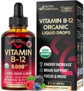 USDA Organic Vitamin B12 Sublingual Drops - 5000 mcg Liquid Vegan Methylcobalamin for Women & Men - Energy Boost, Focus & Mood, Brain Health Support - FENGGESTORE20