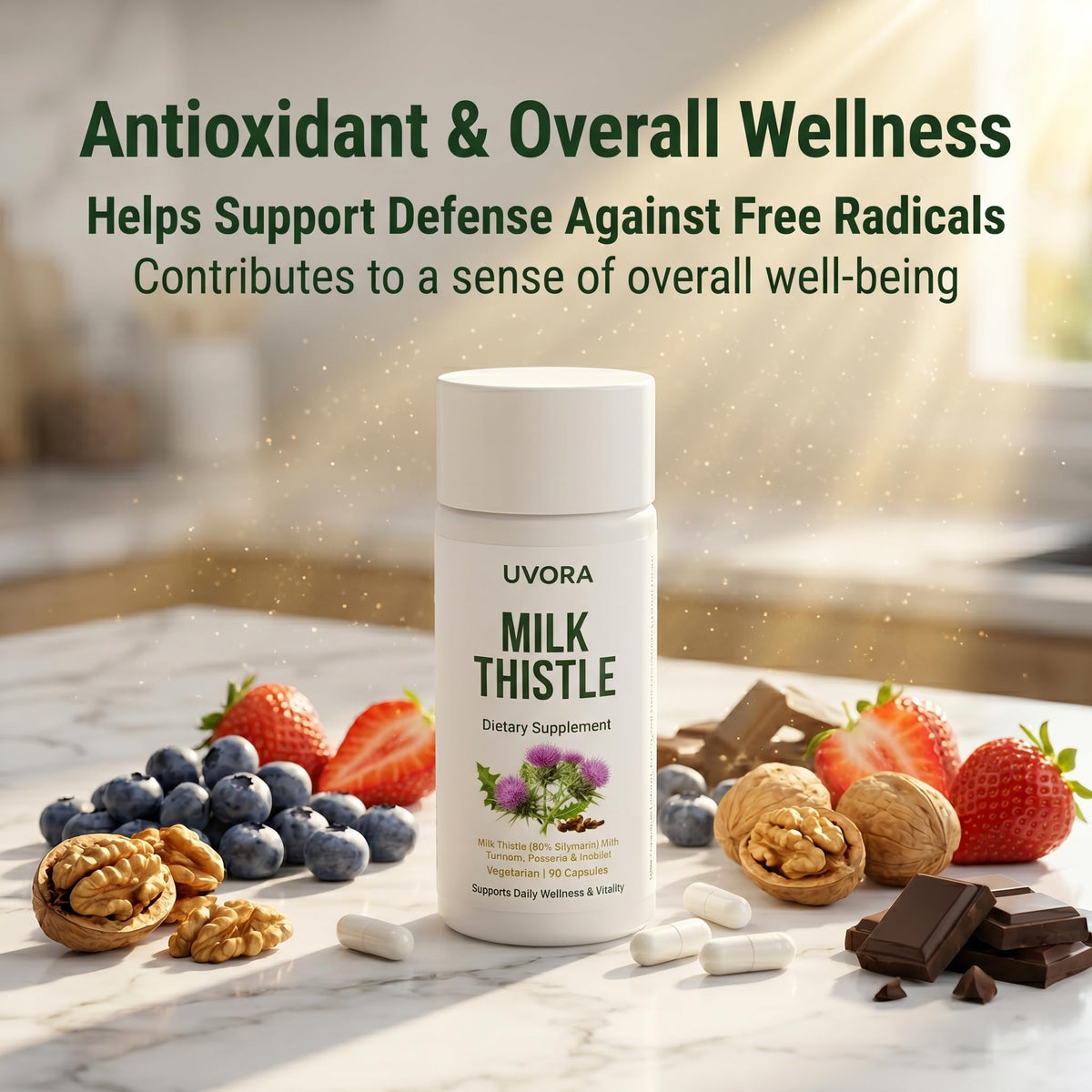 Uvora - Milk Thistle Extract,Uvora Premium Herbal Supplement with Milk Thistle Extract & Antioxidants – Supports Natural ification - FENGGESTORE20