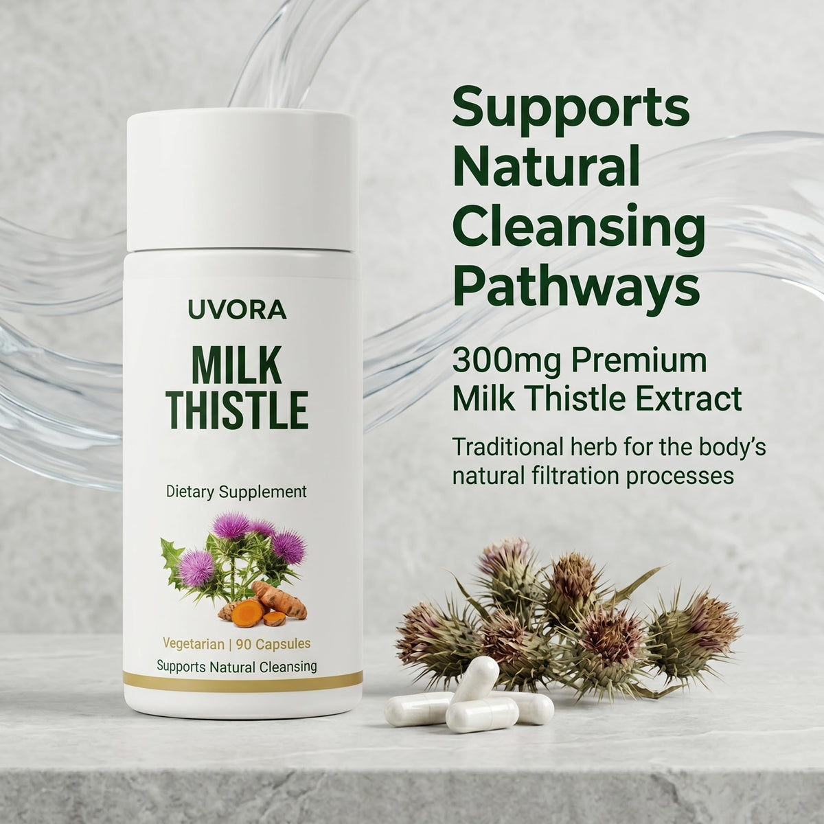 Uvora - Milk Thistle Extract,Uvora Premium Herbal Supplement with Milk Thistle Extract & Antioxidants – Supports Natural ification - FENGGESTORE20