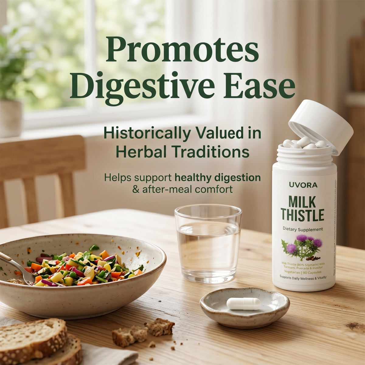 Uvora - Milk Thistle Extract,Uvora Premium Herbal Supplement with Milk Thistle Extract & Antioxidants – Supports Natural ification - FENGGESTORE20