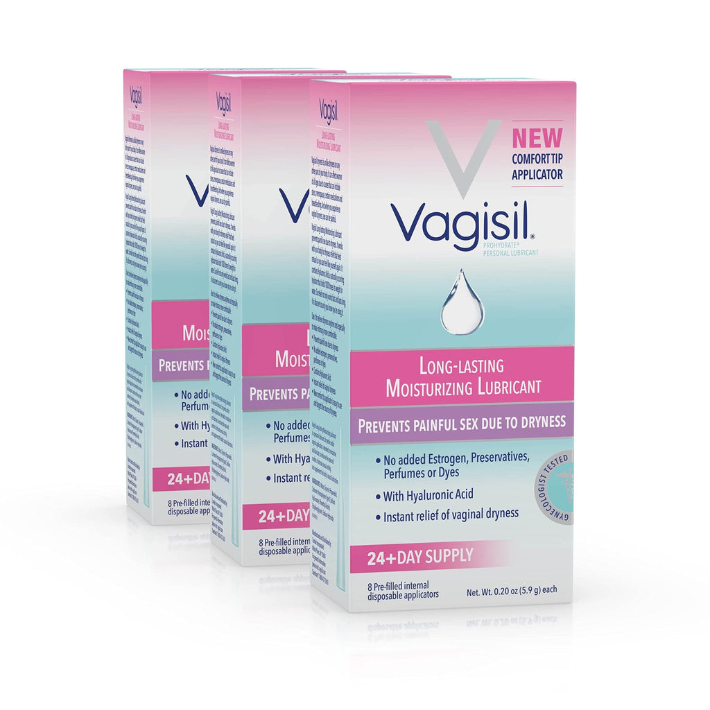 Vagisil Prohydrate Internal Vaginal Moisturizer, Gel & Lubricant for Women, Gynecologist Tested, 8 Count, Pack of 3 (24 Total Applicators) - FENGGESTORE20