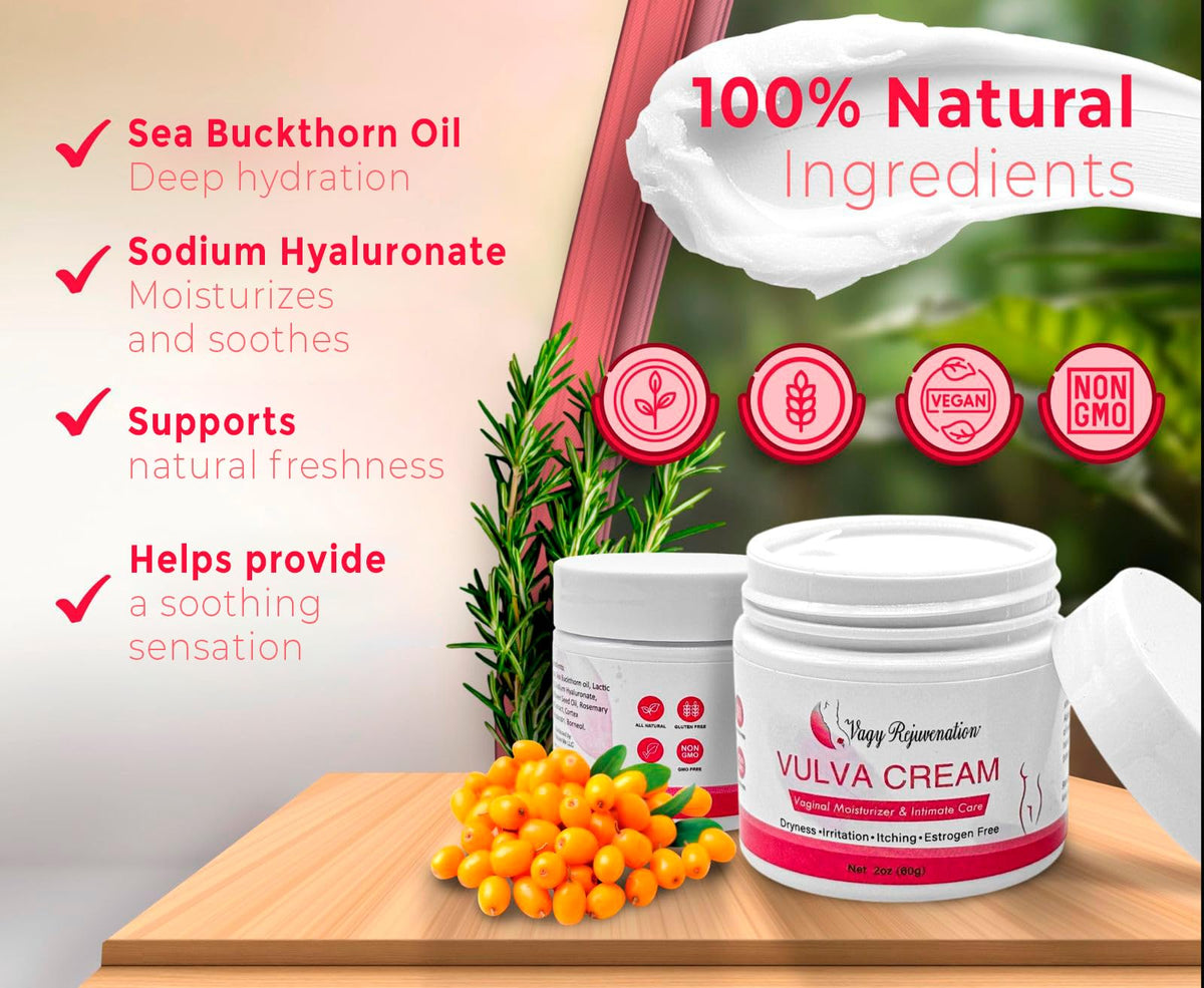 Vagy Rejuvenation Vulva Cream – Hydrating Vulva Moisture Cream for Women – Soothes Vaginal Itch, Alleviates Vaginal Dryness – Natural Vagina Cream with Sea Buckthorn & Hyaluronic Acid - FENGGESTORE20