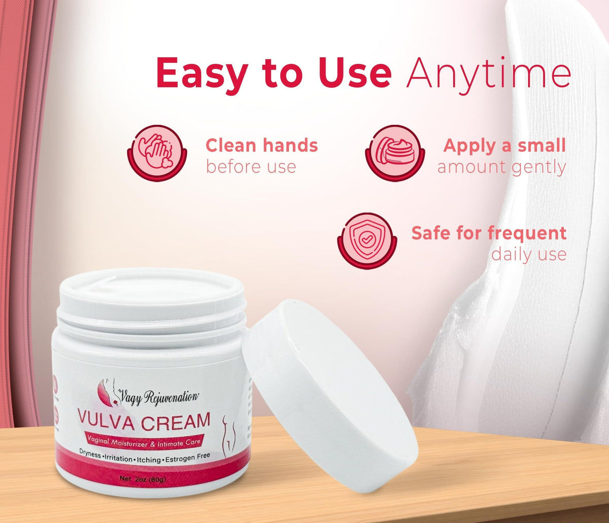 Vagy Rejuvenation Vulva Cream – Hydrating Vulva Moisture Cream for Women – Soothes Vaginal Itch, Alleviates Vaginal Dryness – Natural Vagina Cream with Sea Buckthorn & Hyaluronic Acid - FENGGESTORE20