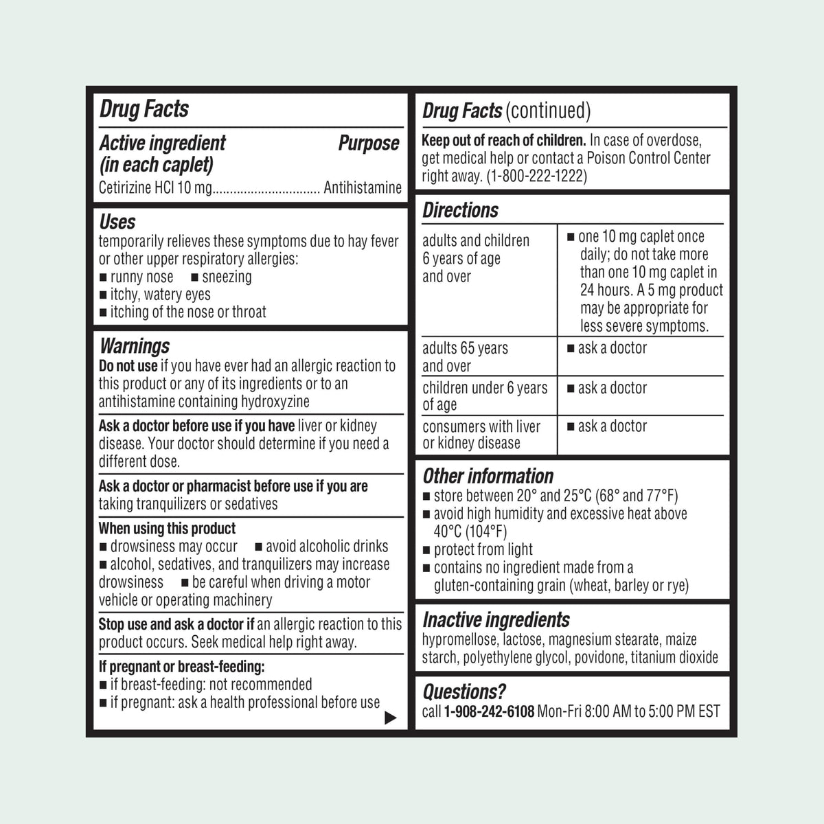 ValuMeds 24-Hour Allergy Medicine Antihistamine for Pollen, Hay Fever, Dry, Itchy Eyes, Allergies | Cetirizine HCl 10mg Caplets, Compare to Leading Brand (300 Count) - FENGGESTORE20