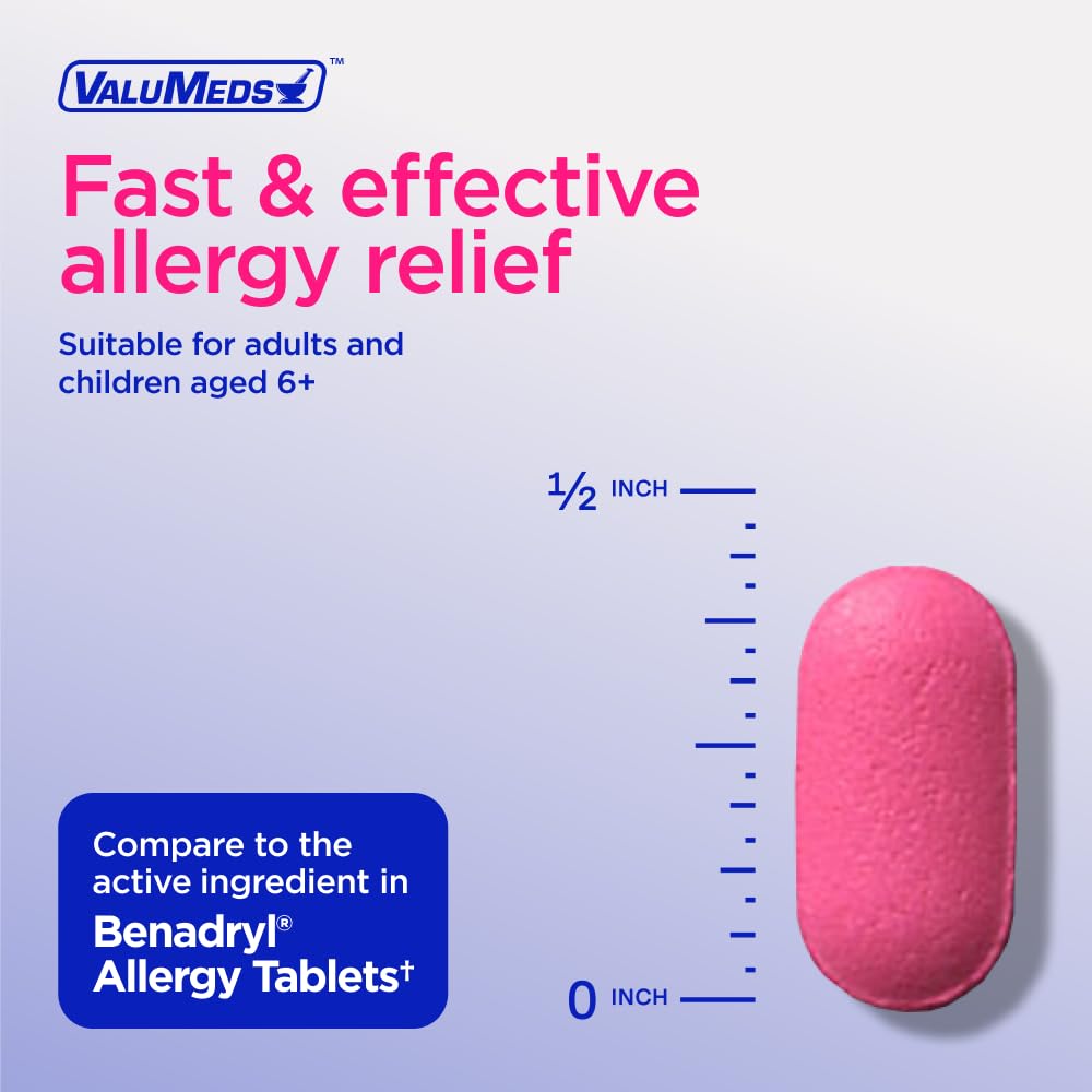ValuMeds Allergy Medicine Antihistamine, Diphenhydramine HCl 25 mg | Children and Adults | Relieve Itchy Eyes, Runny Nose, Sneezing (25 mg, 600 Count) - FENGGESTORE20