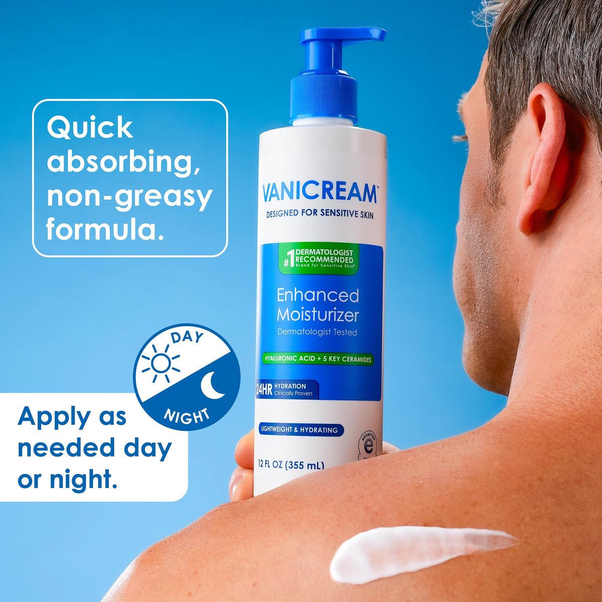 Vanicream Enhanced Moisturizer, 12 fl oz, Formulated without Common Irritants, Body Moisturizer, All-Day Hydration with Hyaluronic Acid - FENGGESTORE20