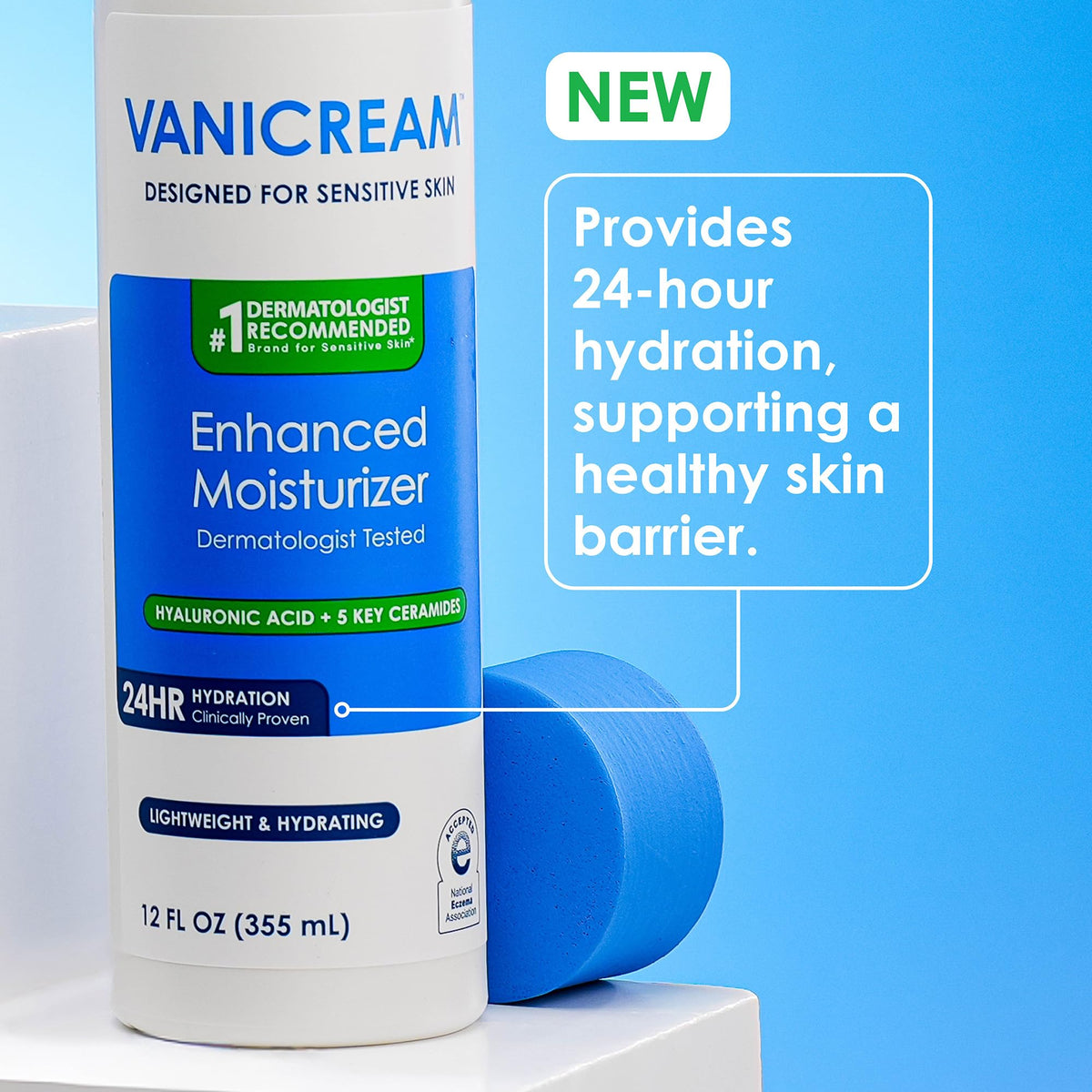 Vanicream Enhanced Moisturizer, 12 fl oz, Formulated without Common Irritants, Body Moisturizer, All-Day Hydration with Hyaluronic Acid - FENGGESTORE20