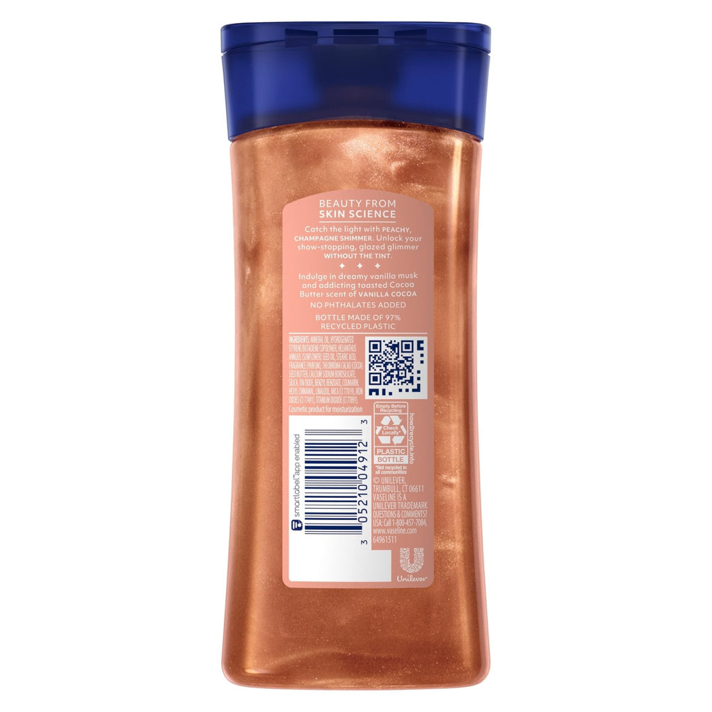 Vaseline Glazed and Glisten Sunlit Glow Body Gel Oil Vanilla Cocoa Shimmering with Ultra-Hydrating Lipids - FENGGESTORE20