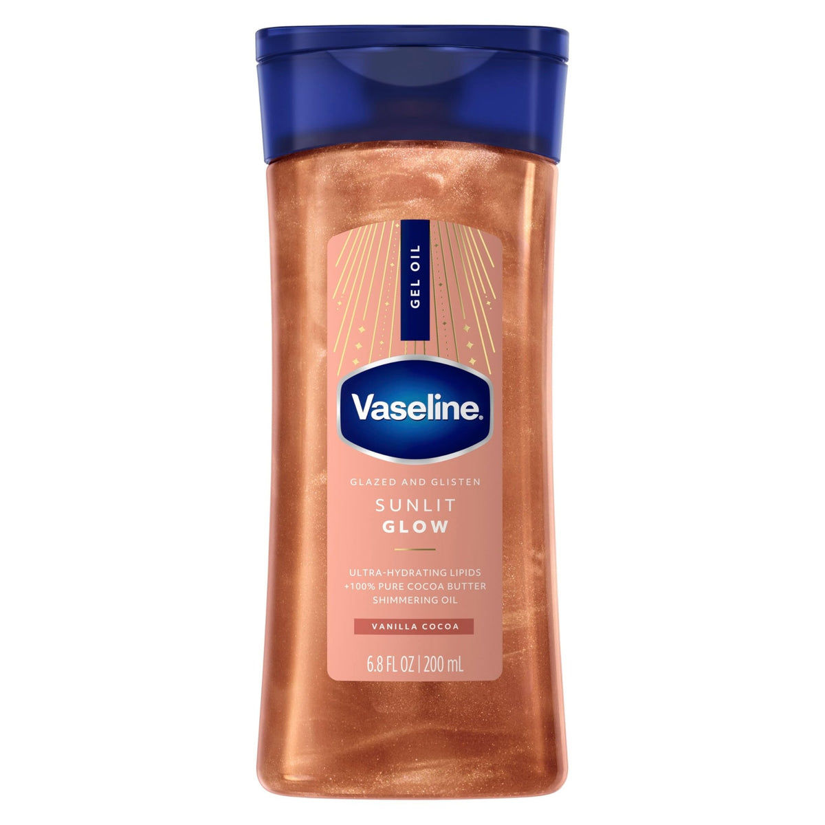 Vaseline Glazed and Glisten Sunlit Glow Body Gel Oil Vanilla Cocoa Shimmering with Ultra-Hydrating Lipids - FENGGESTORE20