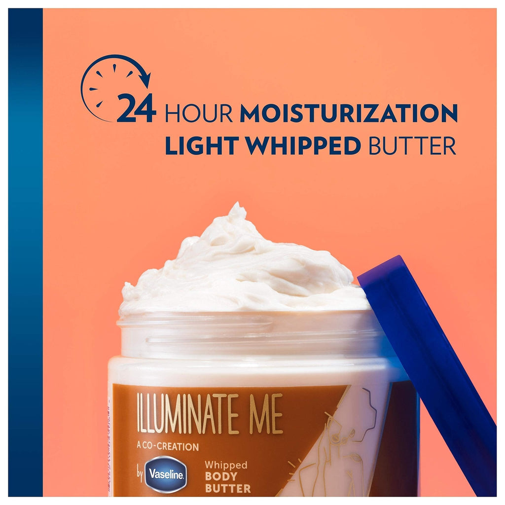 Vaseline Illuminate Me Shea Butter Whipped Body Butter for Melanin Rich Skin Provides 24 Hour Moisturization for Dry Skin 11 oz - FENGGESTORE20