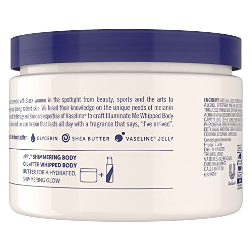 Vaseline Illuminate Me Shea Butter Whipped Body Butter for Melanin Rich Skin Provides 24 Hour Moisturization for Dry Skin 11 oz - FENGGESTORE20