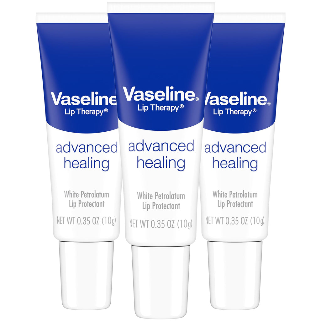 Vaseline Lip Therapy Advanced Healing 3-Pack – White Petroleum Moisturizing Lip Balm for Extremely Dry Lips, 0.35 Oz Ea - FENGGESTORE20
