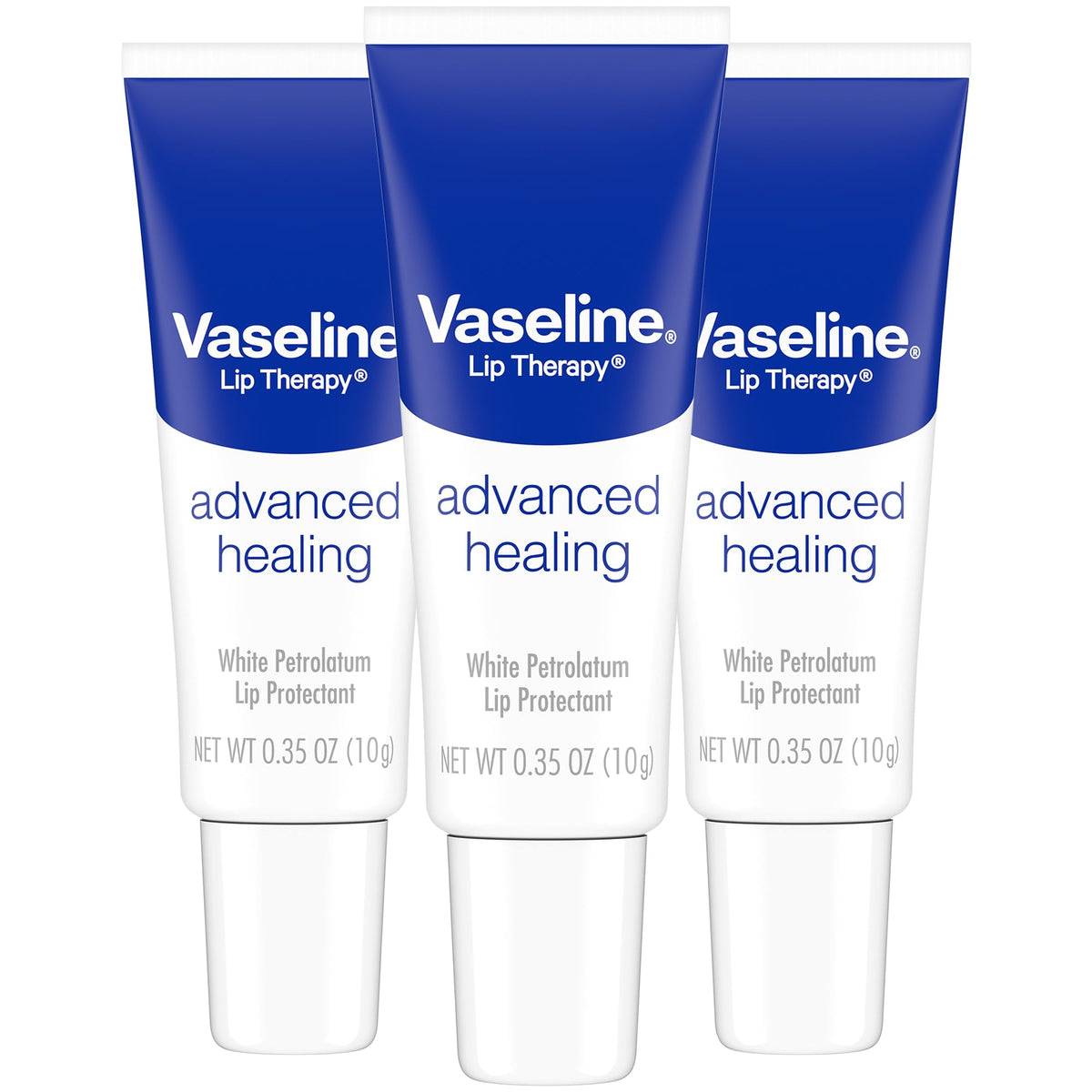 Vaseline Lip Therapy Advanced Healing 3-Pack – White Petroleum Moisturizing Lip Balm for Extremely Dry Lips, 0.35 Oz Ea - FENGGESTORE20